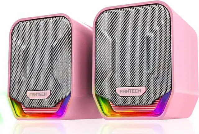 Main image of Desktop Speakers for PC RGB Game Speakers Cable Speakers 2.0 Channel Computer Stereo Speaker USB Plug Little Speakers for Laptops Desk (Color : Pink)