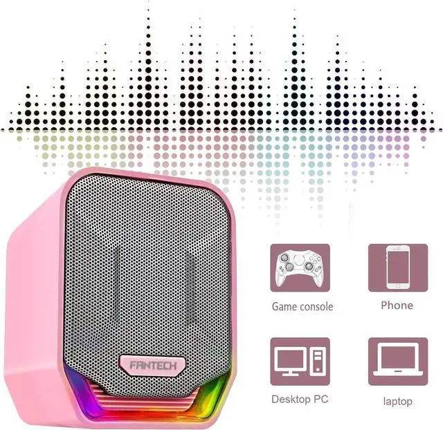 Alt view image 2 of 6 - Desktop Speakers for PC RGB Game Speakers Cable Speakers 2.0 Channel Computer Stereo Speaker USB Plug Little Speakers for Laptops Desk (Color : Pink)
