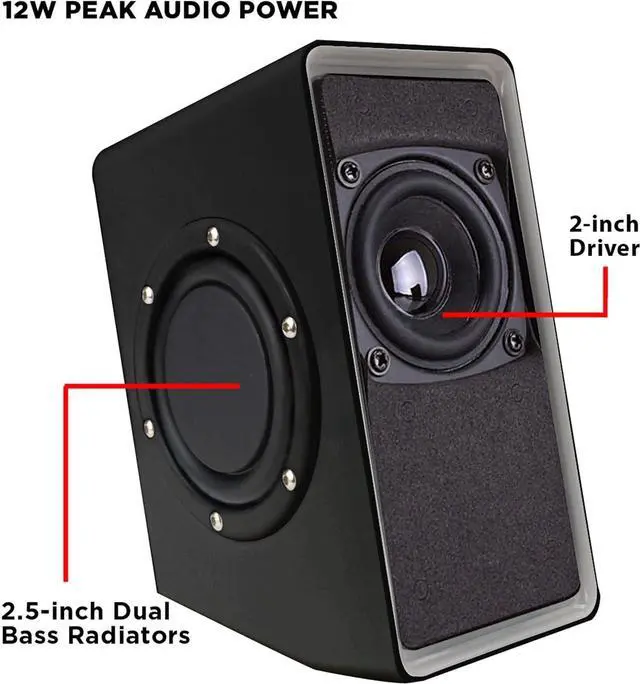 Alt view image 7 of 7 - GOgroove Gaming Computer Speakers with LED Lights - SonaVERSE O2i Speakers for Desktop, Laptop, PC - USB Speaker 2.0 with AUX Input, in-Line Volume Control, Bass Stereo Sound, 14W (Black with LEDs)