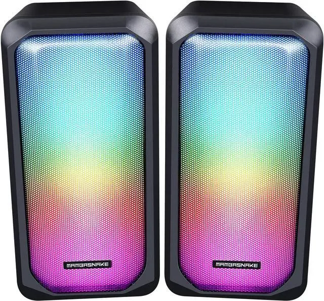 Main image of Computer Speakers,2.0 Stereo Volume Control Gaming Speakers with Surround Sound,RGB LED Backlit,USB Wired Laptop Speakers with 3.5mm for Desktop Computer/PC/Laptops(Black,New 2022 Version)