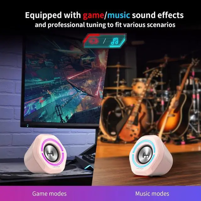 Alt view image 5 of 5 - Edifier G1000 Computer Speakers: Real 10w Computer Speakers for Desktop - Loud Gaming Speakers for PC with Controllable RGB - Bluetooth 5.3 PC Speakers USB/3.5mm AUX Inputs for Room and Garage (Pink)