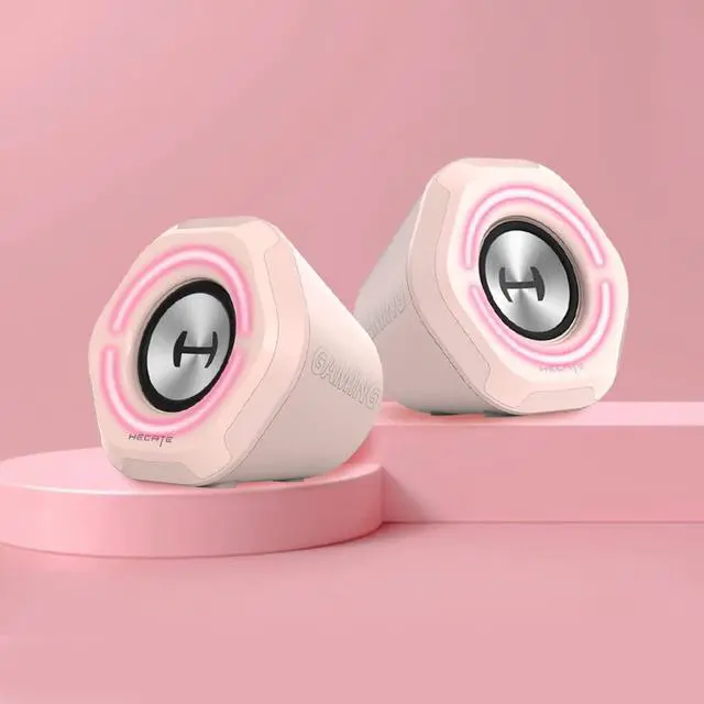 Alt view image 4 of 5 - Edifier G1000 Computer Speakers: Real 10w Computer Speakers for Desktop - Loud Gaming Speakers for PC with Controllable RGB - Bluetooth 5.3 PC Speakers USB/3.5mm AUX Inputs for Room and Garage (Pink)