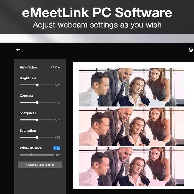 Alt view image 6 of 6 - 3 in 1 Webcam - 1080P Webcam with Microphone and Speakers, Noise Reduction, Auto Low Light Correction W/Cover, EMEET C980 Pro USB Camera Webcam 65°-90° for Video Conferencing Streaming/Gaming/Class