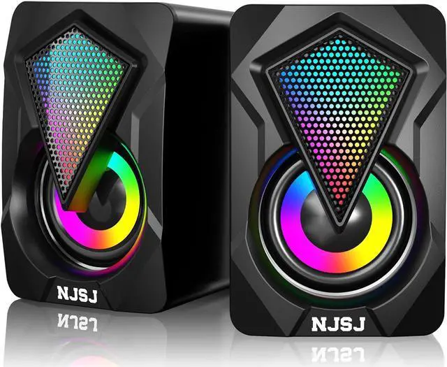 Main image of NJSJ Computer Speakers, USB Powered Stereo Computer Speakers for Desktop with RGB Light, 3.5mm AUX-in Small External Speakers for PC, Laptop, Monitor, Game Machine, Phone