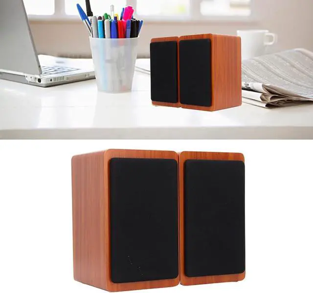 Alt view image 2 of 6 - 5V 3W USB Wired Wood Computer Speakers, 5.0 Sound Channel 2.0 Stereo Sound Speaker for Music, Movies, Gaming, for Laptop, Notebook, Desktop, Computer (Walnut Wood)
