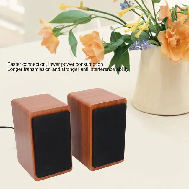 Alt view image 4 of 6 - 5V 3W USB Wired Wood Computer Speakers, 5.0 Sound Channel 2.0 Stereo Sound Speaker for Music, Movies, Gaming, for Laptop, Notebook, Desktop, Computer (Walnut Wood)