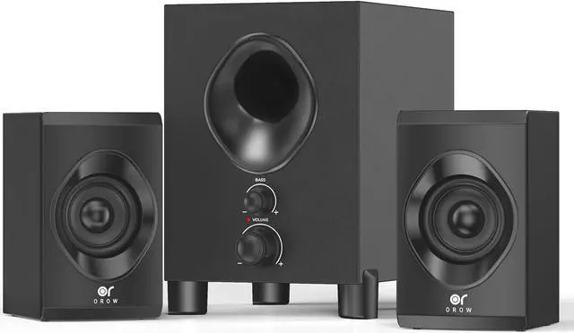 Main image of OROW Speakers for PC Computer with Subwoofer,Front Knob 18W Computer Speakers with Subwoofer,Strong Bass,3.5mm Audio Inputs,Great for Laptop/PC/PS4/TV (S213&Wooden)