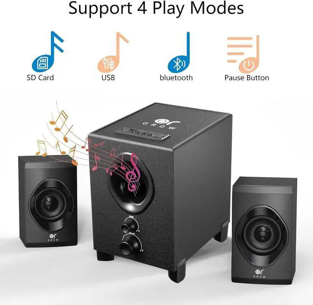 Alt view image 2 of 6 - OROW Speakers for PC Computer with Subwoofer,Front Knob 18W Computer Speakers with Subwoofer,Strong Bass,3.5mm Audio Inputs,Great for Laptop/PC/PS4/TV (S213&Wooden)