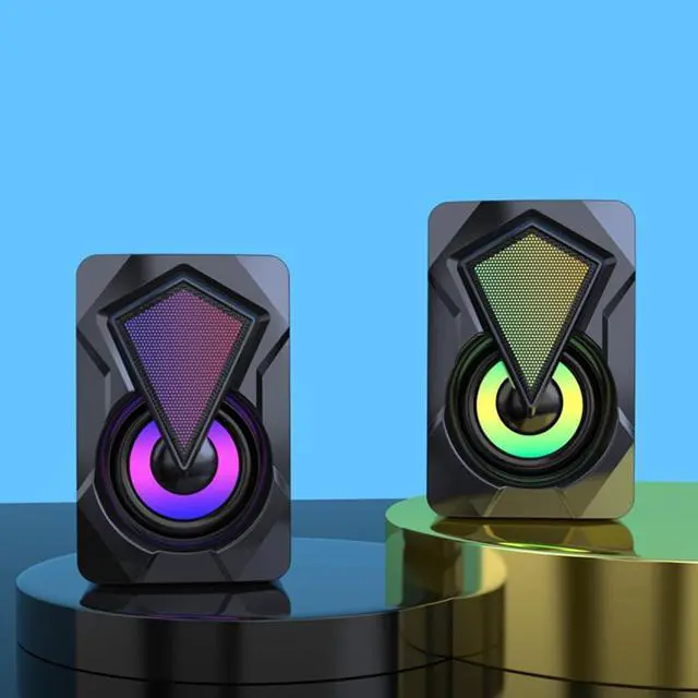 Alt view image 5 of 6 - Aimery Computer Speakers for Desktop PC Laptop 2.0 Accessories Monitor Speakers Gaming TV USB 3.5mm Wired Cable RGB Colorful Glow HiFi Mini Black