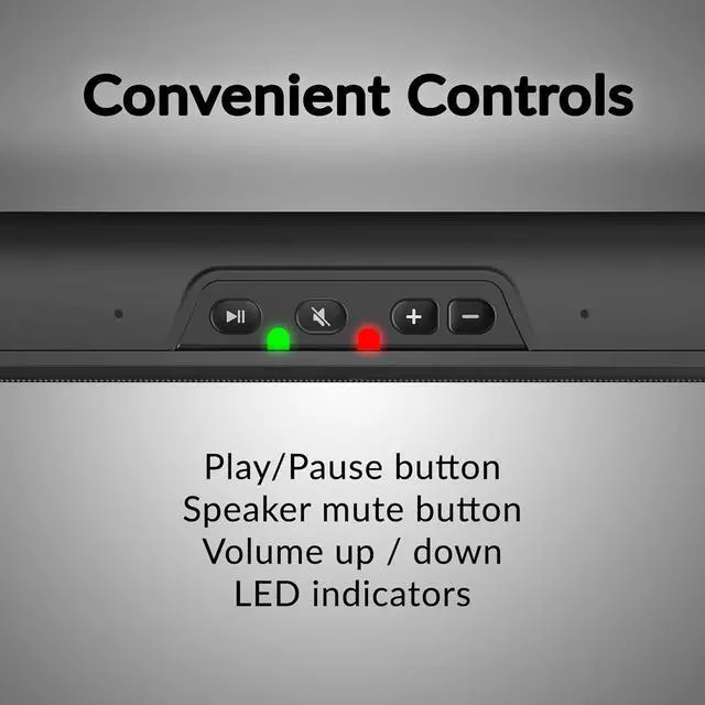 Alt view image 2 of 7 - Cyber Acoustics USB Speaker Bar (CA-2890)  Stereo USB Powered Speaker, Easily Clamps to Monitor, Convenient Controls