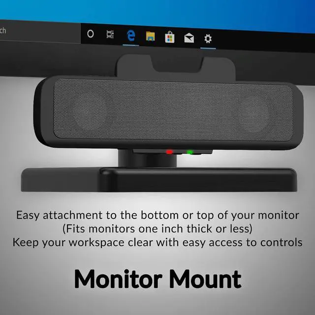 Alt view image 6 of 7 - Cyber Acoustics USB Speaker Bar (CA-2890)  Stereo USB Powered Speaker, Easily Clamps to Monitor, Convenient Controls