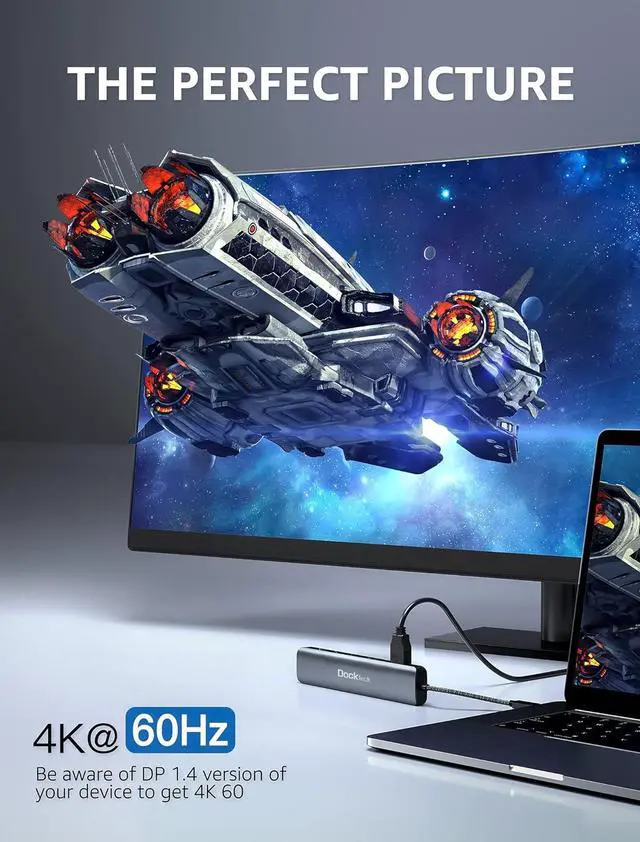 Alt view image 7 of 7 - USB C Hub Multiport Adapter, Dockteck 7-in-1 USB-C Hub with 4K 60Hz, 1Gbps Ethernet, 100W Power Delivery, SD/TF Card Slots, USB 3.0 5Gbps Data Ports, for MacBook Pro, MacBook Air, iPad Pro, XPS