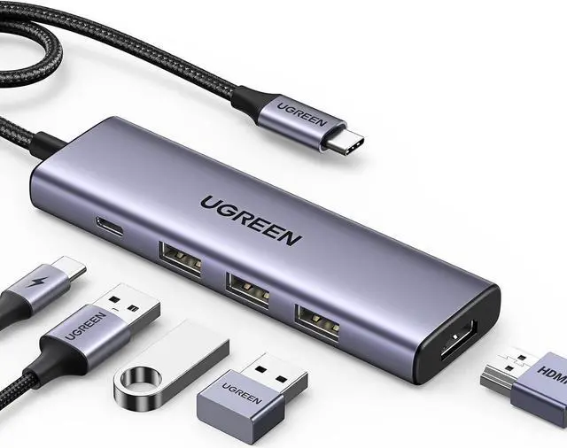 Main image of UGREEN USB C Hub, 5-in-1 USB-C Hub with 4K@60Hz HDMI, 100W Power Delivery, 3 USB-A 3.0 Data Ports, USB C Dock Adapter for MacBook Pro/Air, iPad Pro, Mac Mini, Surface, XPS, Thinkpad, Galaxy, and More
