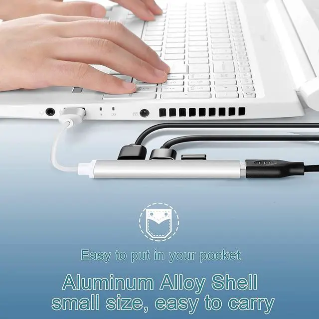 Alt view image 5 of 6 - USB Hub 4 Port with USB C to USB Adapter,USB Hub 3.0, USB Hub 2.0, USB Expander Hub for Laptop, Mini Extensions, Ultra Slim Portable Data Hub Applicable for iMac Pro, MacBook Air Notebook PC Silver