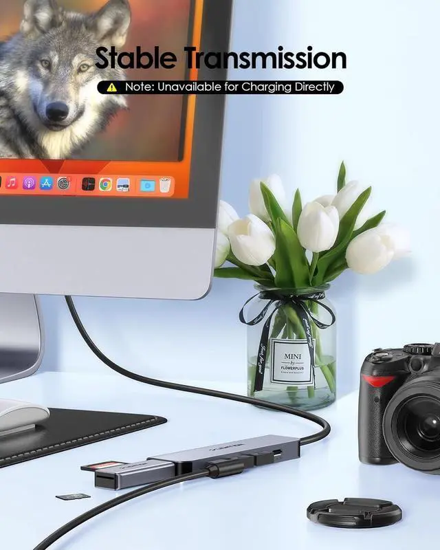 Alt view image 4 of 7 - LENTION USB Hub 3.0 Splitter with 2ft Long Cable, 4 USB 3.0 Port & Type C Power Supply, Multi Port USB-A Adapter for Windows PC, Mac, Printer, Mobile HDD (CB-HE32, Space Gray)