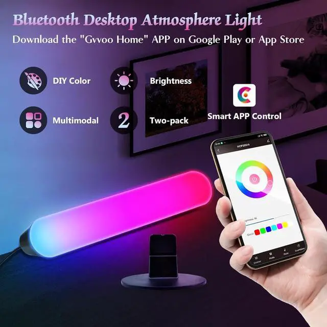 Alt view image 2 of 4 - LED Light Bar, 2 Pack Smart Led Light Strips, TV LED Backlight Strip, RGB Light Bars Ambiance with Scene Modes,Music Modes,Gaming Lights for Room, Led Light Bar Indoor fo Decorations
