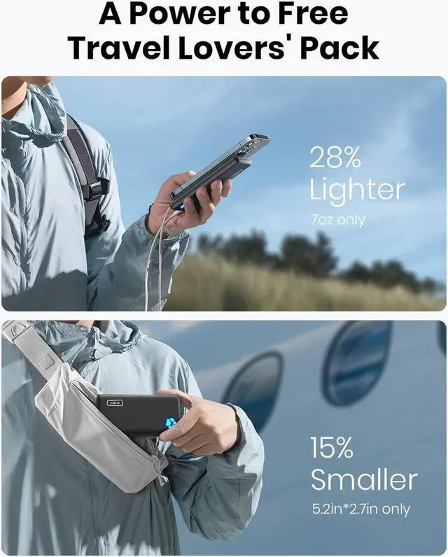 Alt view image 5 of 7 - INIU Power Bank, USB C in&out Slimmest 10000mAh Portable Charger, Triple 3A High-Speed Charge External Battery Pack, Flashlight Phone Charger for iPhone 15 14 13 12 11 X Samsung S22 S21 Google LG iPad