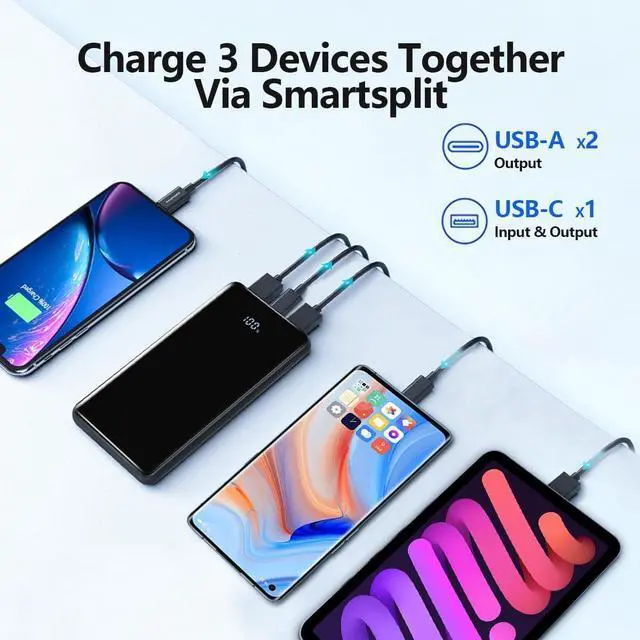 Alt view image 3 of 6 - COPINK Portable Charger,20000mAh Power Bank with 22.5W Fast Charging LED Digital Display Battery Pack with USB C/USB A Output, Slim Portable Charger for iPhone 14/13 Samsung Pixel AirPods and More