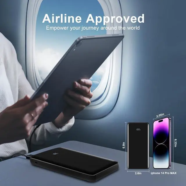 Alt view image 4 of 6 - COPINK Portable Charger,20000mAh Power Bank with 22.5W Fast Charging LED Digital Display Battery Pack with USB C/USB A Output, Slim Portable Charger for iPhone 14/13 Samsung Pixel AirPods and More