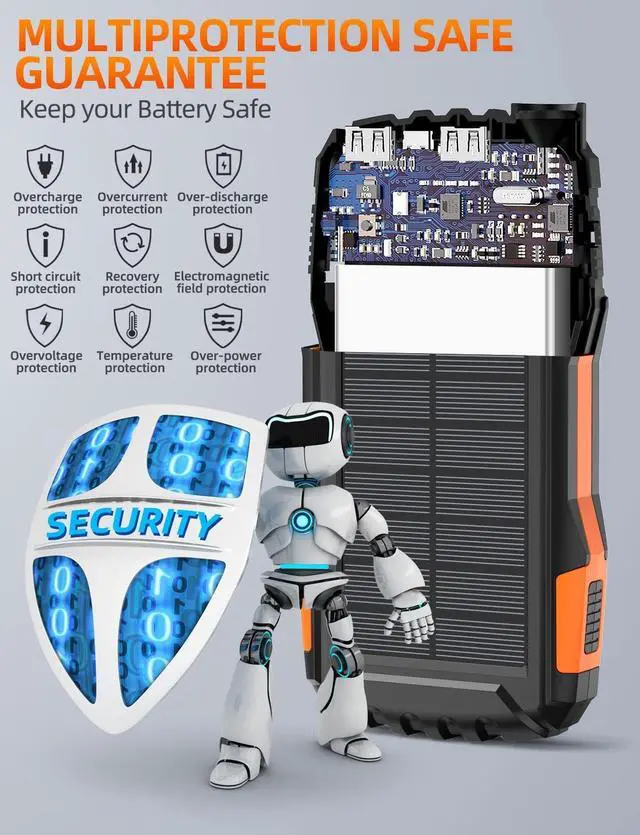 Alt view image 3 of 7 - Power-Bank-Solar-Charger - 42800mAh Power Bank,Portable Charger,External Battery Pack 5V3.1A Qc 3.0 Fast Charging Built-in Super Bright Flashlight