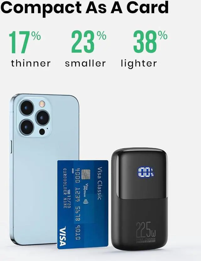 Alt view image 6 of 7 - INIU Portable Charger, . USB C 10000mAh Small Power Bank, PD3.0 QC4.0 Fast Charging Battery Pack, 3-Output LED Display Phone Charger for iPhone 15 14 13 12 11 X Pro Samsung Google AirPods iPad