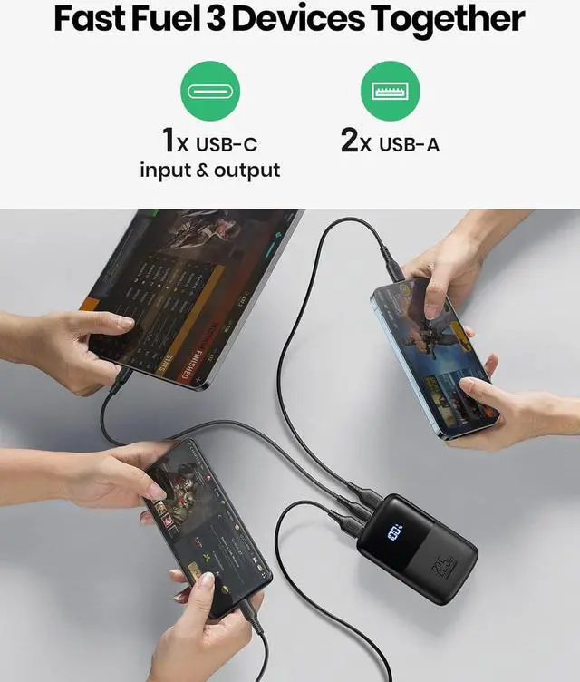 Alt view image 7 of 7 - INIU Portable Charger, . USB C 10000mAh Small Power Bank, PD3.0 QC4.0 Fast Charging Battery Pack, 3-Output LED Display Phone Charger for iPhone 15 14 13 12 11 X Pro Samsung Google AirPods iPad