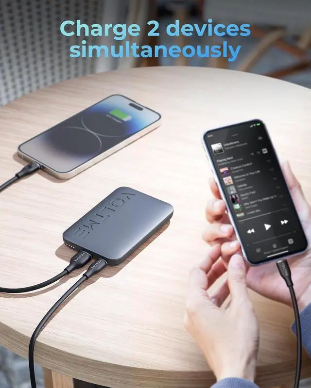 Alt view image 4 of 7 - VOLTME Portable Charger with USB C Cable, USB-C Portable Charger with 20W QC 18W Power Delivery, Slim Power Bank 10K PD for iPhone 14/13/12 Series, S10, Pixel 4 (10K)