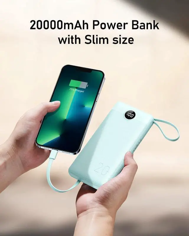 Alt view image 7 of 7 - VEEKTOMX Power Bank with Built in Cables, 20000mAh Huge Capacity Portable Charger with 5 Output and LED Display, External Battery Compatible with iPhone/iPad/Samsung and Other Smart Devices for Travel