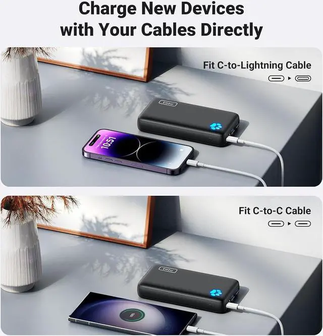 Alt view image 5 of 7 - INIU Power Bank, 18W 20000mAh Compact Portable Charger Fast Charging PD3.0 QC4.0, Tri-Output USB C Battery Pack Compatible with iPhone 14 13 12 11 X 8 Pro Max Samsung S20 Google LG iPad Tablet Airpods