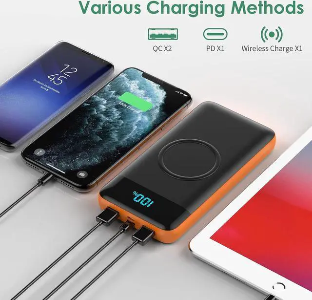 Alt view image 7 of 7 - Wireless Power Bank Portable Charger 30,800mAh,Power Bank 25W PD QC4.0 Fast Charging LCD Display, 4 Output & 2 Input External Battery Pack Compatible with iPhone 15/15Pro/14/13/12/11/XR Samsung S23 LG