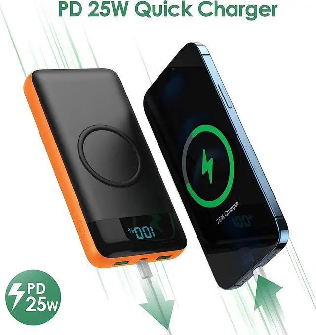 Alt view image 4 of 7 - Wireless Power Bank Portable Charger 30,800mAh,Power Bank 25W PD QC4.0 Fast Charging LCD Display, 4 Output & 2 Input External Battery Pack Compatible with iPhone 15/15Pro/14/13/12/11/XR Samsung S23 LG