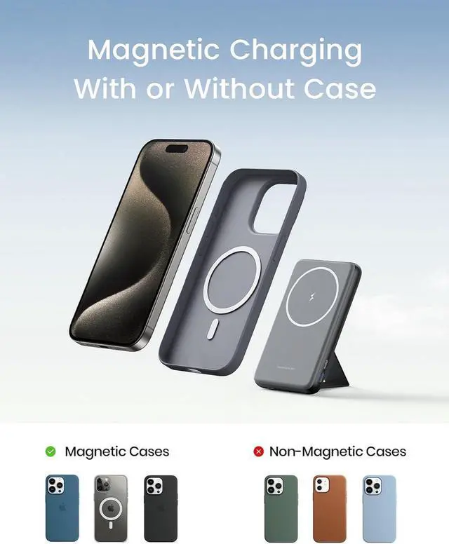 Alt view image 6 of 7 - INIU Magnetic Power Bank, 20W Slim 6000mAh Wireless Portable Phone Charger with Stand, USB C in&Out Powerbank, Compatible with Magsafe, Mag Safe Battery Bank for iPhone 15 Pro Plus Max 14 13 12 etc.