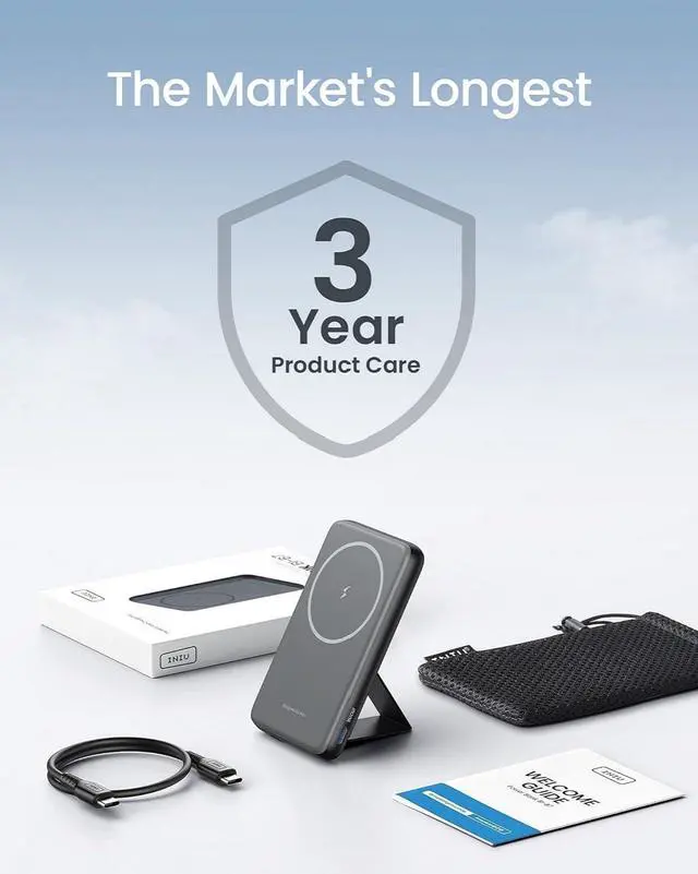 Alt view image 7 of 7 - INIU Magnetic Power Bank, 20W Slim 6000mAh Wireless Portable Phone Charger with Stand, USB C in&Out Powerbank, Compatible with Magsafe, Mag Safe Battery Bank for iPhone 15 Pro Plus Max 14 13 12 etc.