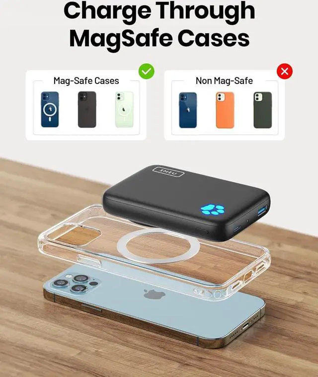 Alt view image 6 of 7 - INIU Magnetic Power Bank Compatible with Magsafe, 10000mAh 20W PD Portable Phone Charger, USB C in&Out Wireless Powerbank, Battery Bank for iPhone 15 Pro Plus Max 14 13 12 Series and Mag Safe Case