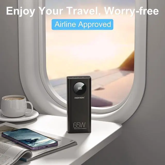 Alt view image 7 of 7 - Power Bank 26800mAh Portable Battery: NOHON 65W Battery Pack Fast Charger, LED Display 4-Port Powerbank USB-C Phone Charging Compatible with iPhone 15 14 13 12 11 MacBook IPad AirPods Samsung S Series
