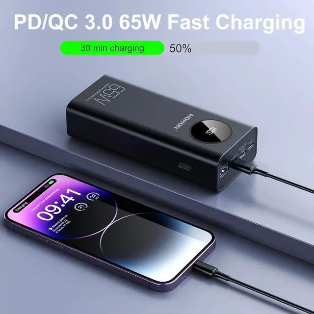 Alt view image 6 of 7 - Power Bank 26800mAh Portable Battery: NOHON 65W Battery Pack Fast Charger, LED Display 4-Port Powerbank USB-C Phone Charging Compatible with iPhone 15 14 13 12 11 MacBook IPad AirPods Samsung S Series