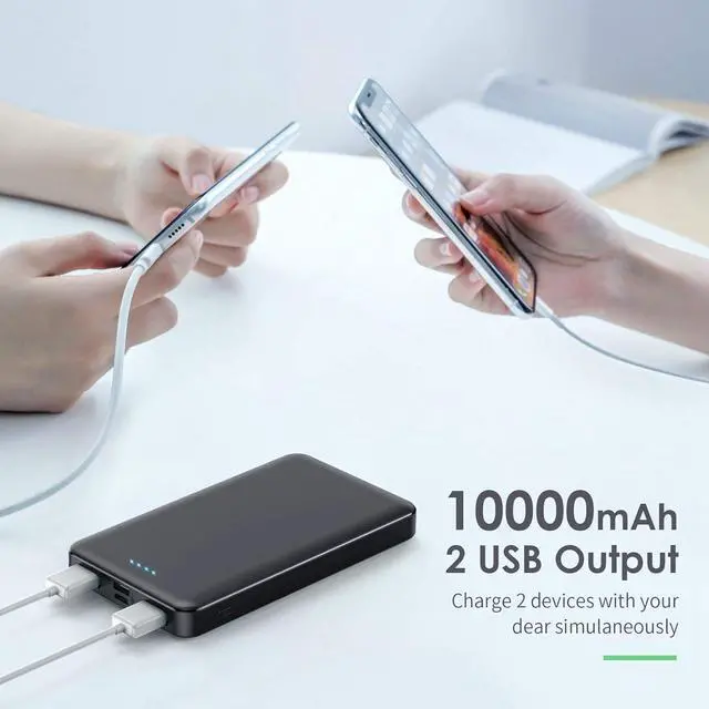 Alt view image 4 of 7 - Portable Charger Power Bank 10000mAh2 Pack Ultra Slim Design Portable Phone Charger with Type C 2 Input & 3 Output Backup Charging External Battery Pack for Smart Phone, Android Phone,Tablet etc.