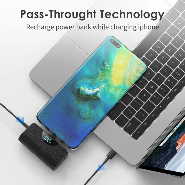 Alt view image 7 of 7 - Mini Power Bank 5200mAh, Ultra Compact LCD Display USB-C Portable Charger, High Speed Charging Battery Pack Compatible with iPhone 15/15Pro/15Plus/15ProMax, Samsung S22, Moto,LG,Google,Android Phone