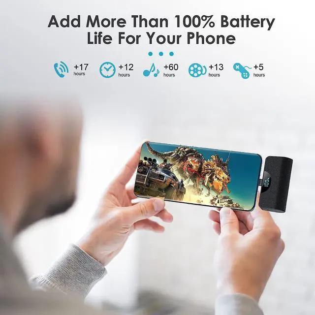 Alt view image 6 of 7 - Mini Power Bank 5200mAh, Ultra Compact LCD Display USB-C Portable Charger, High Speed Charging Battery Pack Compatible with iPhone 15/15Pro/15Plus/15ProMax, Samsung S22, Moto,LG,Google,Android Phone