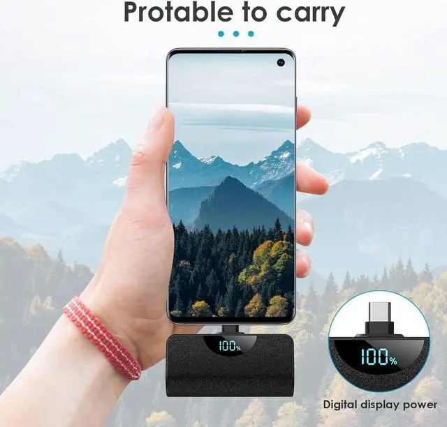 Alt view image 4 of 7 - Mini Power Bank 5200mAh, Ultra Compact LCD Display USB-C Portable Charger, High Speed Charging Battery Pack Compatible with iPhone 15/15Pro/15Plus/15ProMax, Samsung S22, Moto,LG,Google,Android Phone