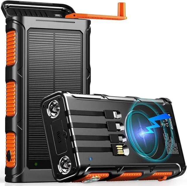 Main image of GOODaaa Power Bank Wireless Charger 45800mAh Built in Hand Crank and 4 Cables 15W Fast Charging Power Bank 7 Outputs & 4 Inputs Solar Portable Charger, SOS/Strobe/Strong Flashlights, Compass