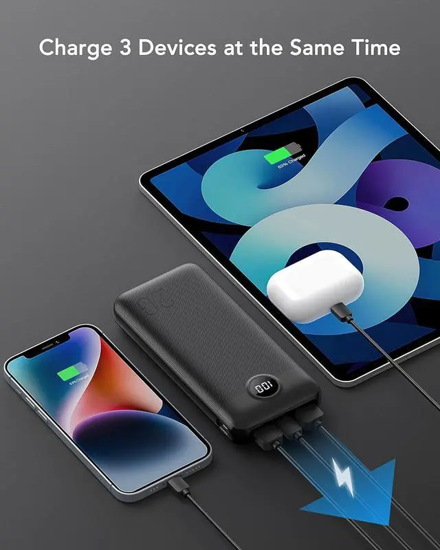 Alt view image 5 of 7 - QECVEC Power Bank, 22.5W Fast Charging 20000mAh Powerbank, PD3.0 QC4.0 Portable Charger, 3A (USB C in & Out) with LED Display Battery Pack for iPhone 14 13 12 11 X Pro Max Samsung S21 S20 iPad Huawei