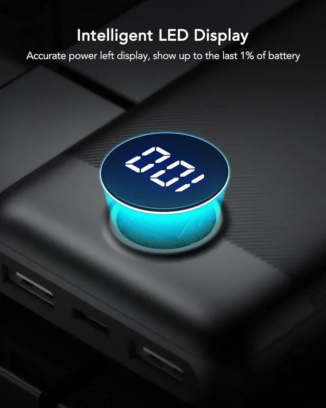 Alt view image 7 of 7 - QECVEC Power Bank, 22.5W Fast Charging 20000mAh Powerbank, PD3.0 QC4.0 Portable Charger, 3A (USB C in & Out) with LED Display Battery Pack for iPhone 14 13 12 11 X Pro Max Samsung S21 S20 iPad Huawei