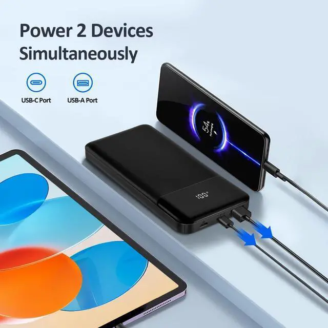 Alt view image 5 of 6 - GTOCE Portable Charger 20000mAh Power Bank with 20W Fast Charging, LED Display Backup Battery with USB C/USB A Output, Cell Phone Charger for iPhone 14/13 Samsung Pixel AirPods and More