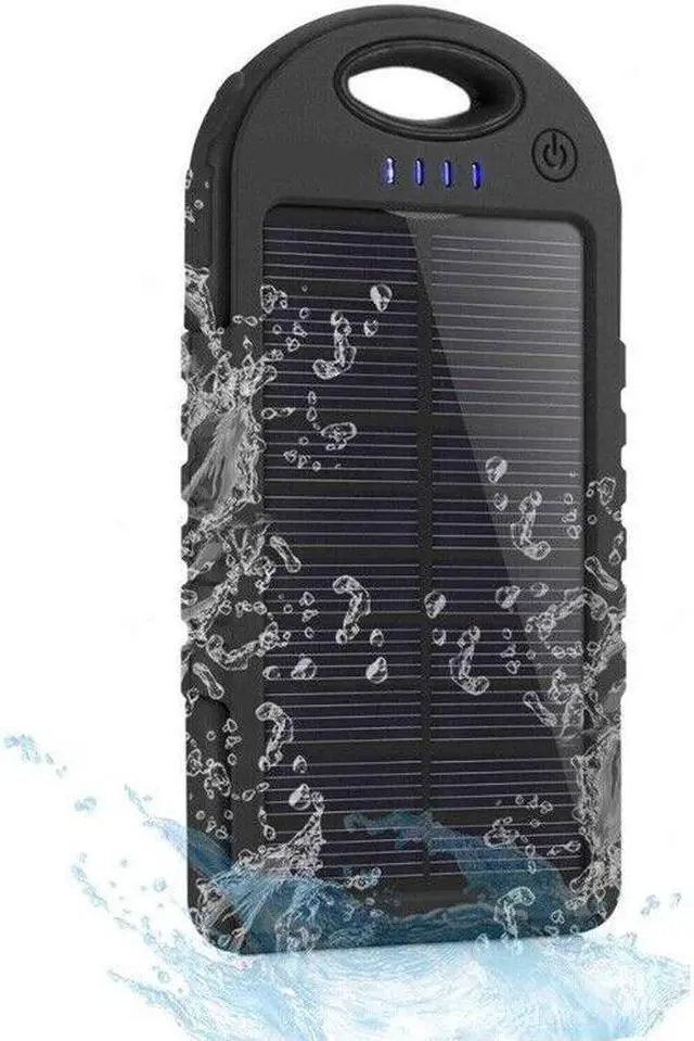 Alt view image 3 of 7 - Portable External 5000mAh Waterproof Solar Charger Dual USB Battery Power Bank