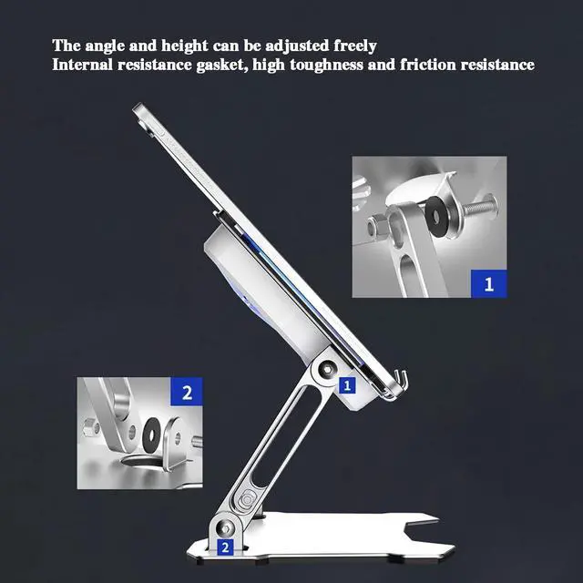Alt view image 2 of 7 - Eiyikof Adjustable Laptop Stand Riser with 4 Cooling Fans and USB Hub, Tablet Stand Compatible with IPAD,/IPAD PRO,E-Book, Laptop/Notebook Office Desk Stand, Aluminum Alloy Laptop Radiator-Sliver