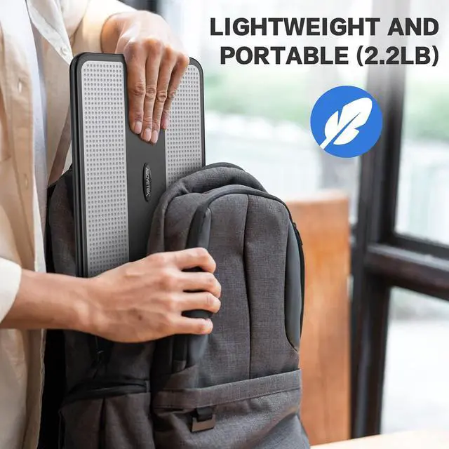 Alt view image 7 of 7 - AboveTEK Portable Laptop Lap Desk w/Retractable Left/Right Mouse Pad Tray, Non-Slip Heat Shield Tablet Notebook Computer Stand Table w/Sturdy Stable Cooler Work Surface for Bed Sofa Couch or Travel