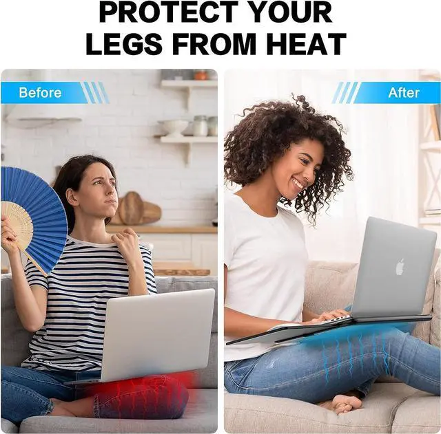 Alt view image 6 of 7 - AboveTEK Portable Laptop Lap Desk w/Retractable Left/Right Mouse Pad Tray, Non-Slip Heat Shield Tablet Notebook Computer Stand Table w/Sturdy Stable Cooler Work Surface for Bed Sofa Couch or Travel