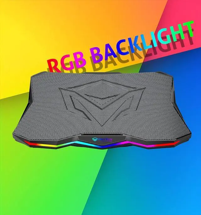 Alt view image 6 of 7 - MEETION Laptop Cooling Pad, RGB Laptop Fan Cooling Pad 15-17.3 Inch, Laptop Cooler Stand with 7 Height Adjustable, Cooling Pad for Laptop with Two USB Port + Light Switch