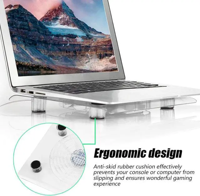 Alt view image 2 of 7 - Demeras Ultra Slim Notebook Fan Cooling Stand, Laptop Cooler Cooling Pad, Cooler Cooling Pad Fans Cooling Base Ultra Quiet USB Cooler Cooling Pad with RGB Lights for Notebook Laptop